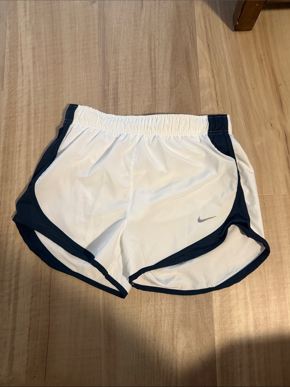 Nike Women's White and Navy Athletic Shorts